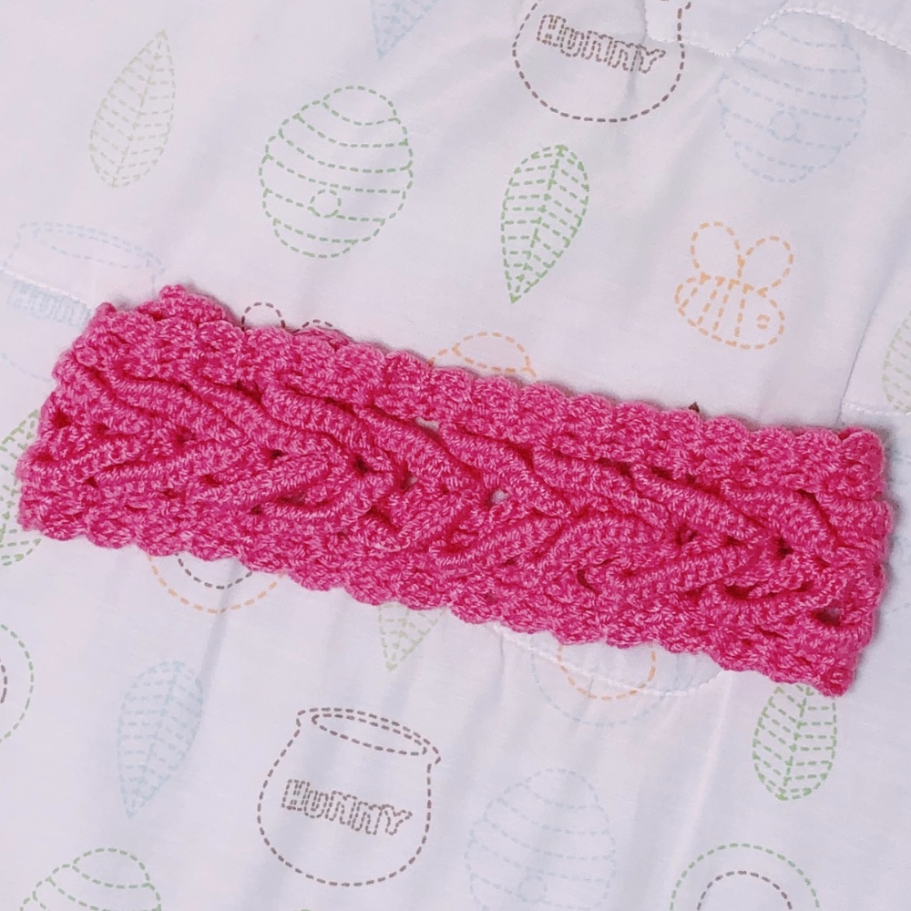 Crochet Tieback Headband in Pink